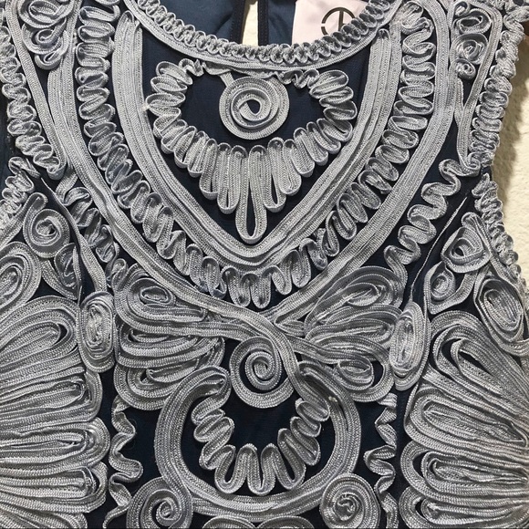 NWOT JS Collections Soutache Midi Dress Navy Sky - Picture 14 of 14